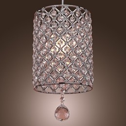 Crystal Drop Pendant Light in Cylinder Style