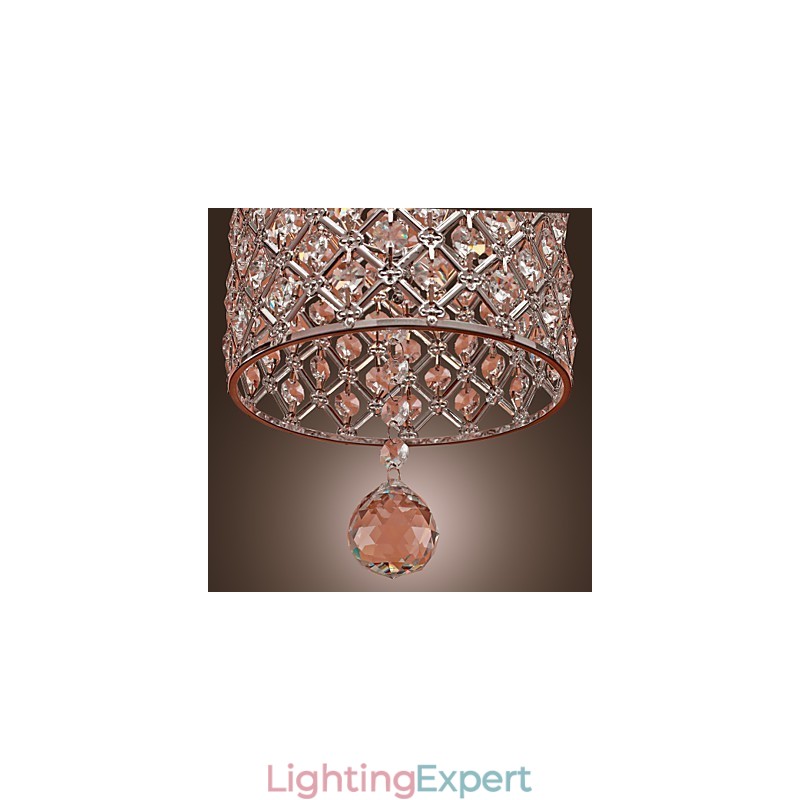 Crystal Drop Pendant Light in Cylinder Style