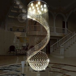 Modern Crystal Chandelier Pendant Lighting Hanging Ceiling Lamps Fixtures with Source Clear K9 Crystal