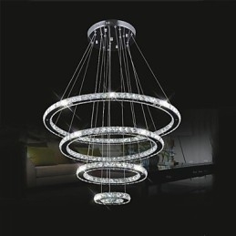 Crystal Pendant Light Ceiling Lighting Clear Crystal Round 4 Rings 40CM 60CM 80CM Source Fixtures