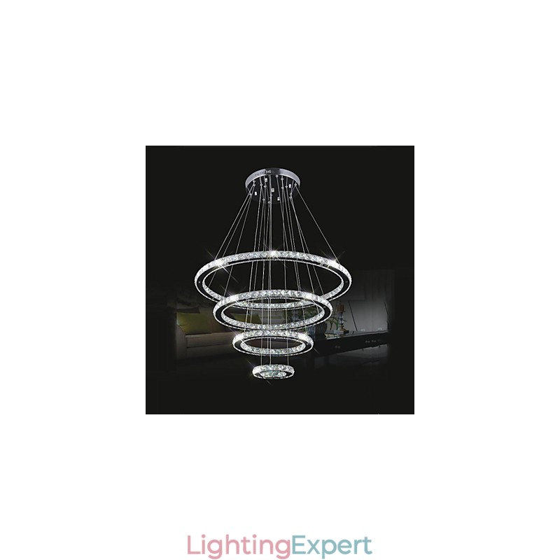 Crystal Pendant Light Ceiling Lighting Clear Crystal Round 4 Rings 40CM 60CM 80CM Source Fixtures