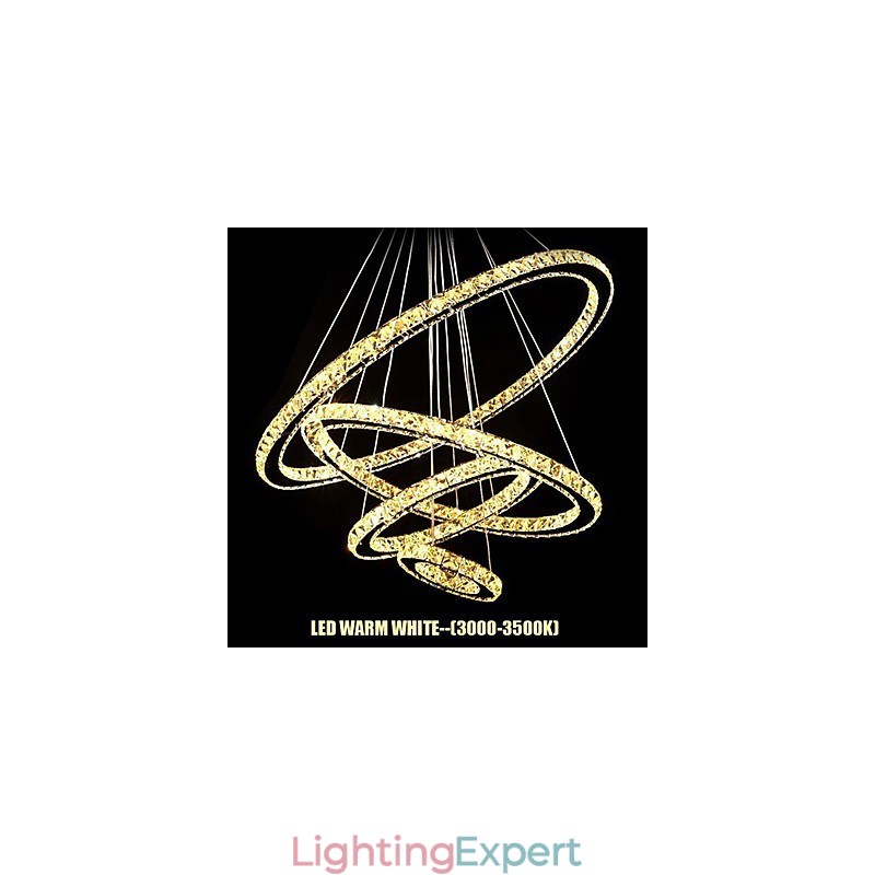 Crystal Pendant Light Ceiling Lighting Clear Crystal Round 4 Rings 40CM 60CM 80CM Source Fixtures