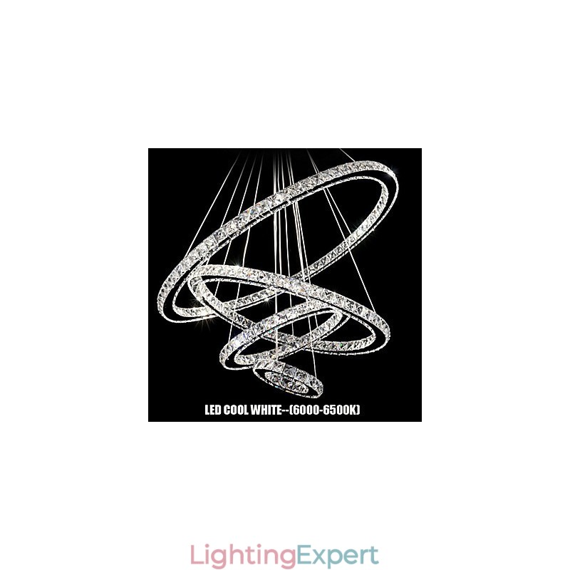 Crystal Pendant Light Ceiling Lighting Clear Crystal Round 4 Rings 40CM 60CM 80CM Source Fixtures