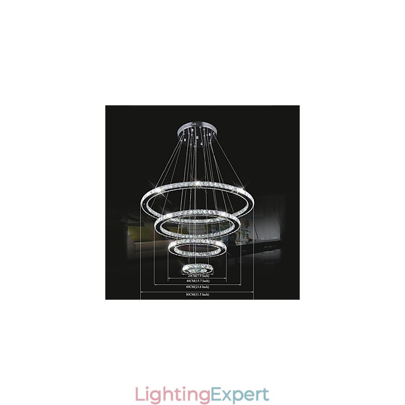 Crystal Pendant Light Ceiling Lighting Clear Crystal Round 4 Rings 40CM 60CM 80CM Source Fixtures