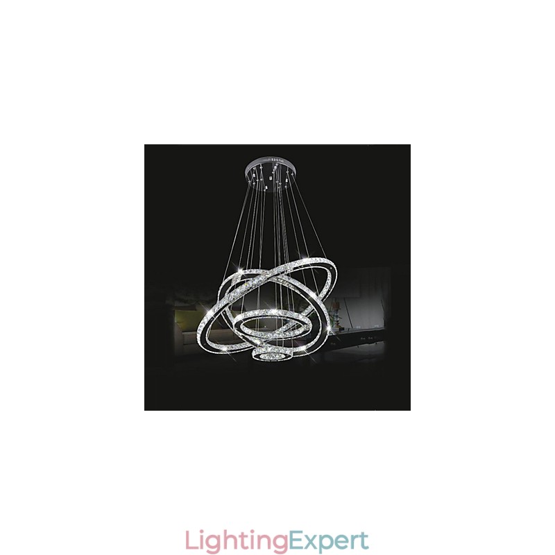 Crystal Pendant Light Ceiling Lighting Clear Crystal Round 4 Rings 40CM 60CM 80CM Source Fixtures
