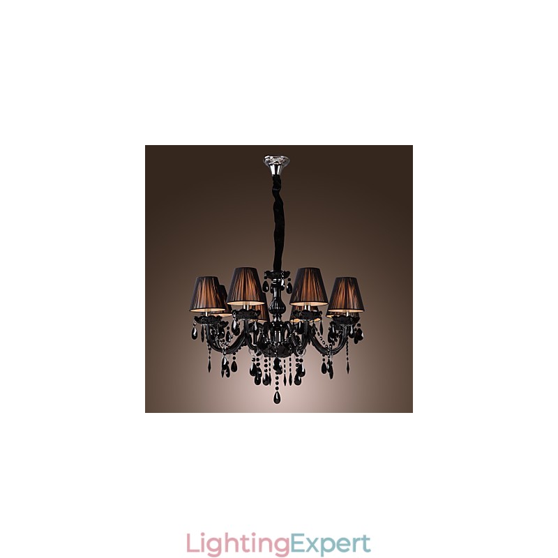 Chandelier Luxury Modern Black Crystal Living 8 Lights