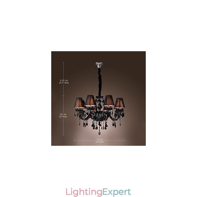 Chandelier Luxury Modern Black Crystal Living 8 Lights