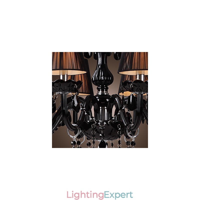 Chandelier Luxury Modern Black Crystal Living 8 Lights