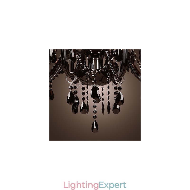 Chandelier Luxury Modern Black Crystal Living 8 Lights