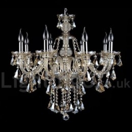 Retro Cognac Color K9 Crystal Modern Chandelier with 8 Lights