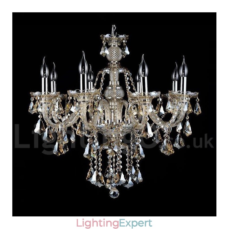Retro Cognac Color K9 Crystal Modern Chandelier with 8 Lights