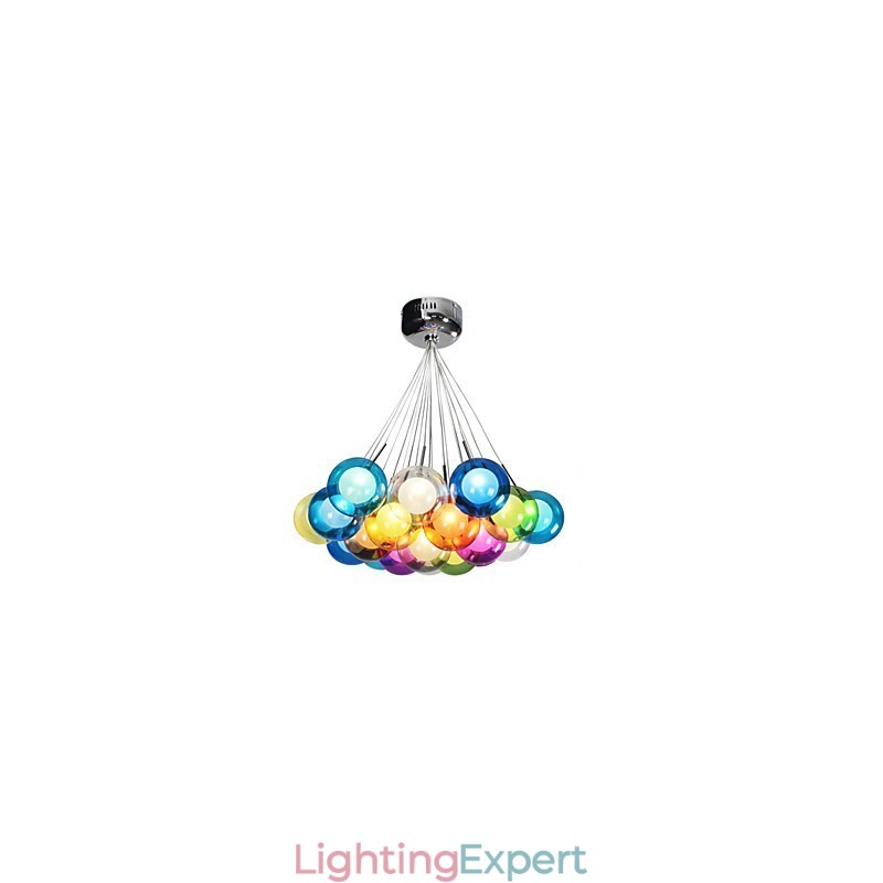 Modern Bubble Globe Colored Glass Pendant Light with 19 Lights
