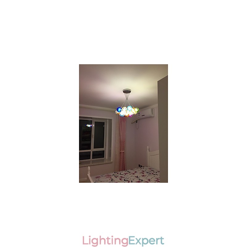 Modern Bubble Globe Colored Glass Pendant Light with 19 Lights