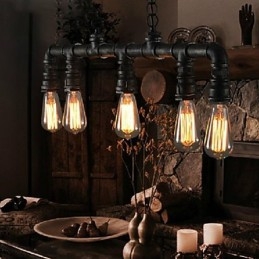 Traditional Classic Vintage Lantern Country Retro Mini Style Painting Metal Pendant Light Dining
