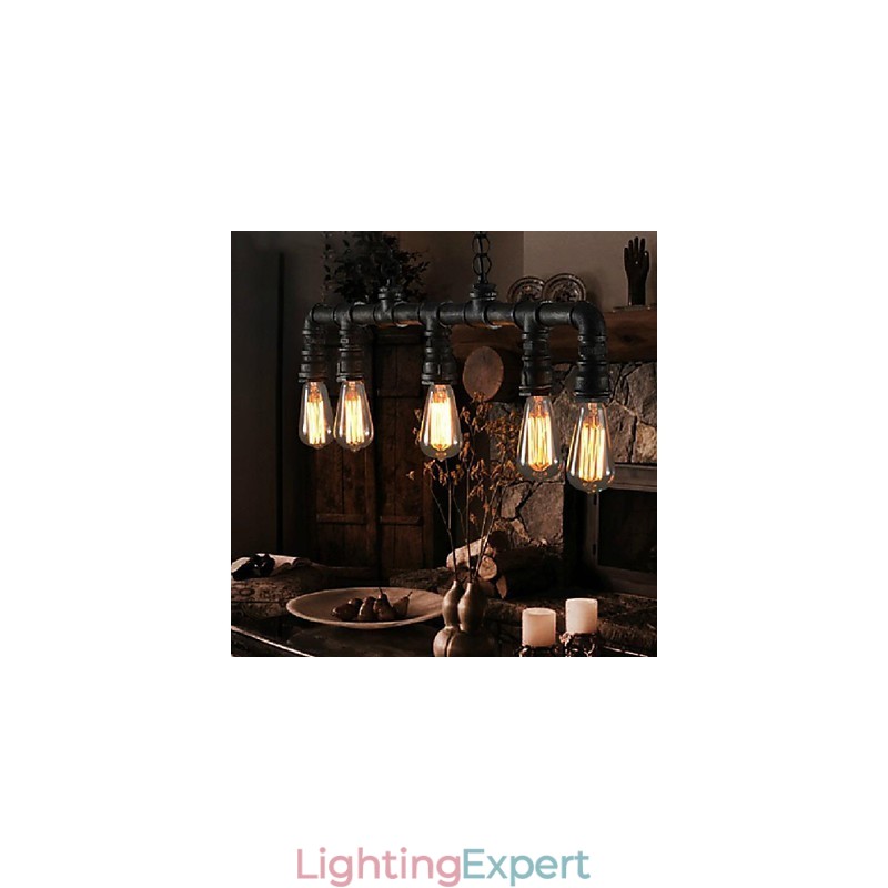 Traditional Classic Vintage Lantern Country Retro Mini Style Painting Metal Pendant Light Dining