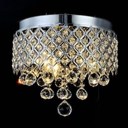 Traditional Classic Crystal Chrome Metal Flush Mount