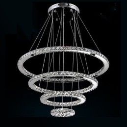 Modern Pendant Light Clear Crystal Ceiling Chandelier Lighting Lamp with D100CM+D80CM+D60CM+D40CM
