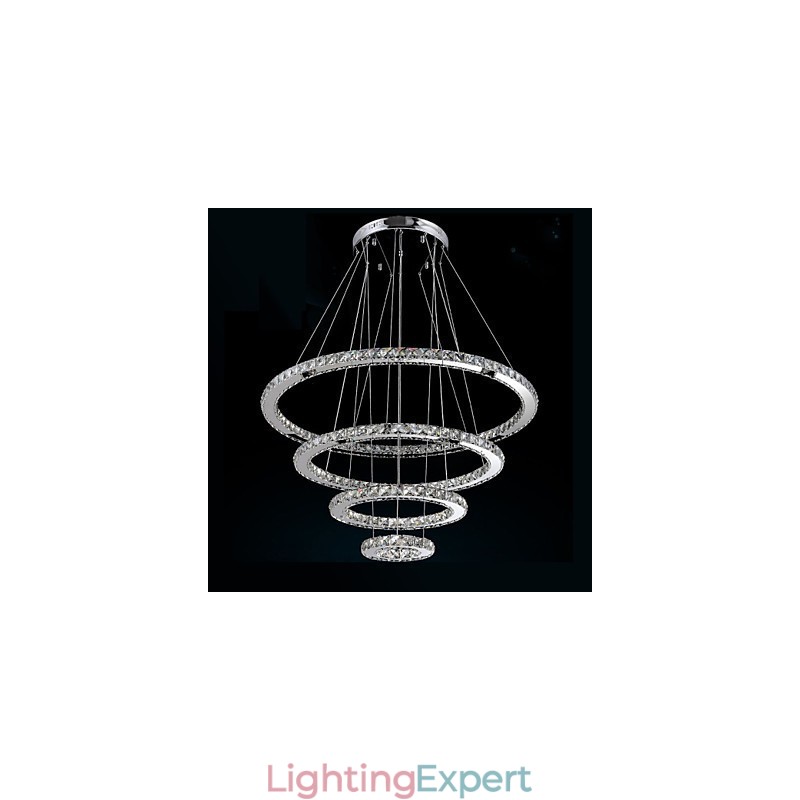 Modern Pendant Light Clear Crystal Ceiling Chandelier Lighting Lamp with D100CM+D80CM+D60CM+D40CM