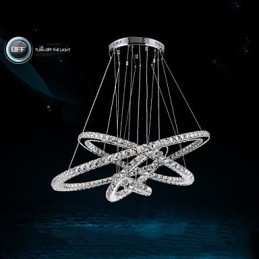 Modern Pendant Light Clear Crystal Ceiling Chandelier Lighting Lamp with D100CM+D80CM+D60CM+D40CM