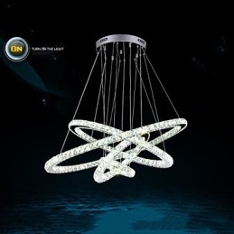 Modern Pendant Light Clear Crystal Ceiling Chandelier Lighting Lamp with D100CM+D80CM+D60CM+D40CM