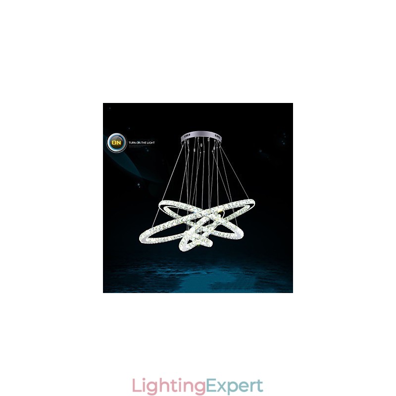 Modern Pendant Light Clear Crystal Ceiling Chandelier Lighting Lamp with D100CM+D80CM+D60CM+D40CM