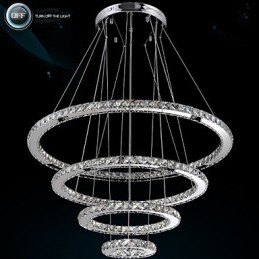 Modern Pendant Light Clear Crystal Ceiling Chandelier Lighting Lamp with D100CM+D80CM+D60CM+D40CM