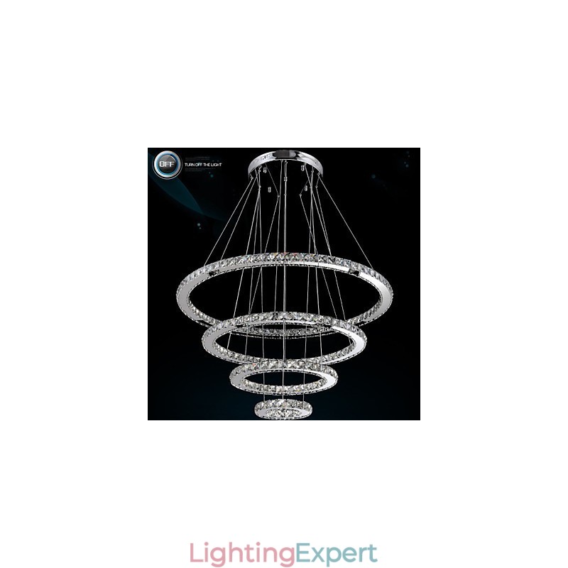 Modern Pendant Light Clear Crystal Ceiling Chandelier Lighting Lamp with D100CM+D80CM+D60CM+D40CM