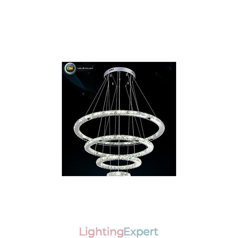 Modern Pendant Light Clear Crystal Ceiling Chandelier Lighting Lamp with D100CM+D80CM+D60CM+D40CM