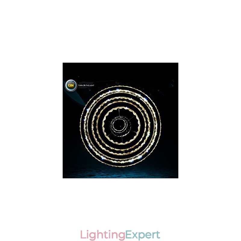Modern Pendant Light Clear Crystal Ceiling Chandelier Lighting Lamp with D100CM+D80CM+D60CM+D40CM