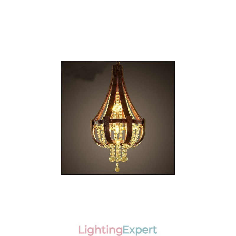 Post Modern Luxury Leather Crystal Creative Lron Chandelier