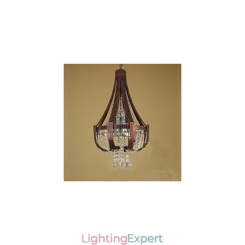 Post Modern Luxury Leather Crystal Creative Lron Chandelier