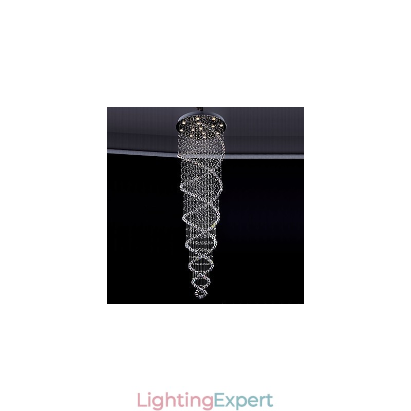 Ceiling Crystal Pendant Lighting Lamps 13 Lights Modern Silver Canpoy Transparent K9 Crystal Fixtures