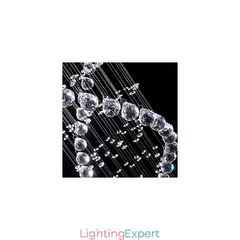 Ceiling Crystal Pendant Lighting Lamps 13 Lights Modern Silver Canpoy Transparent K9 Crystal Fixtures