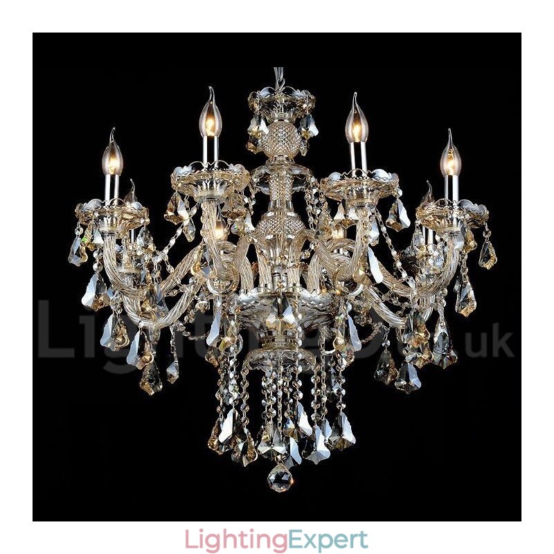 Retro Cognac Color K9 Crystal Modern Chandelier with 8 Lights