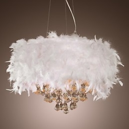 Modern Contemporary Drum Crystal Mini Style Electroplated Pendant Light