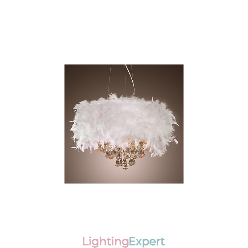 Modern Contemporary Drum Crystal Mini Style Electroplated Pendant Light