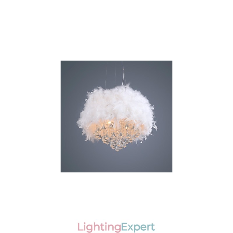 Modern Contemporary Drum Crystal Mini Style Electroplated Pendant Light