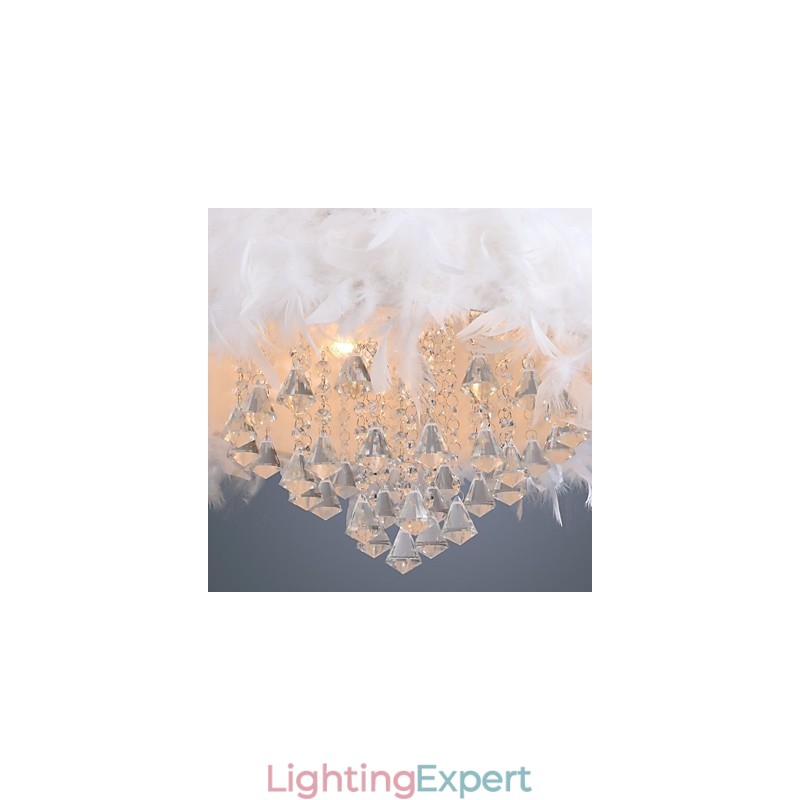 Modern Contemporary Drum Crystal Mini Style Electroplated Pendant Light