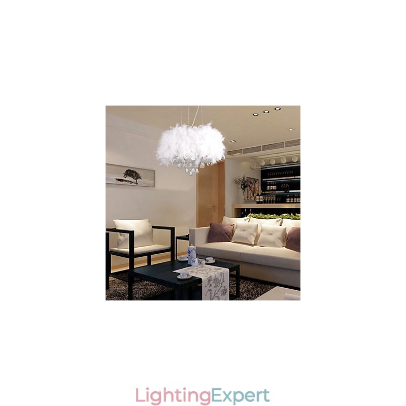 Modern Contemporary Drum Crystal Mini Style Electroplated Pendant Light