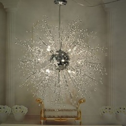 Globe Crystal Chrome Metal Chandelier Pendant Light