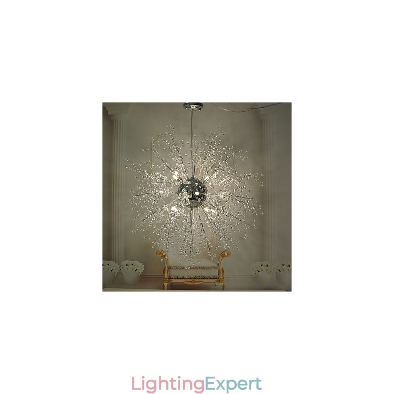 Globe Crystal Chrome Metal Chandelier Pendant Light