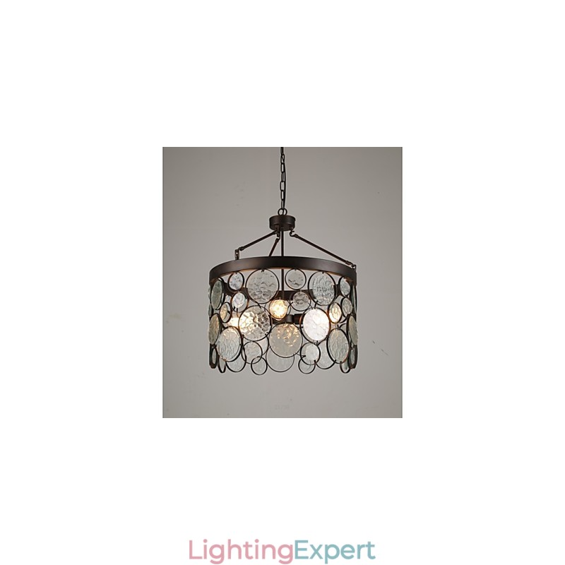 Vintage Iron Glass Chandelier
