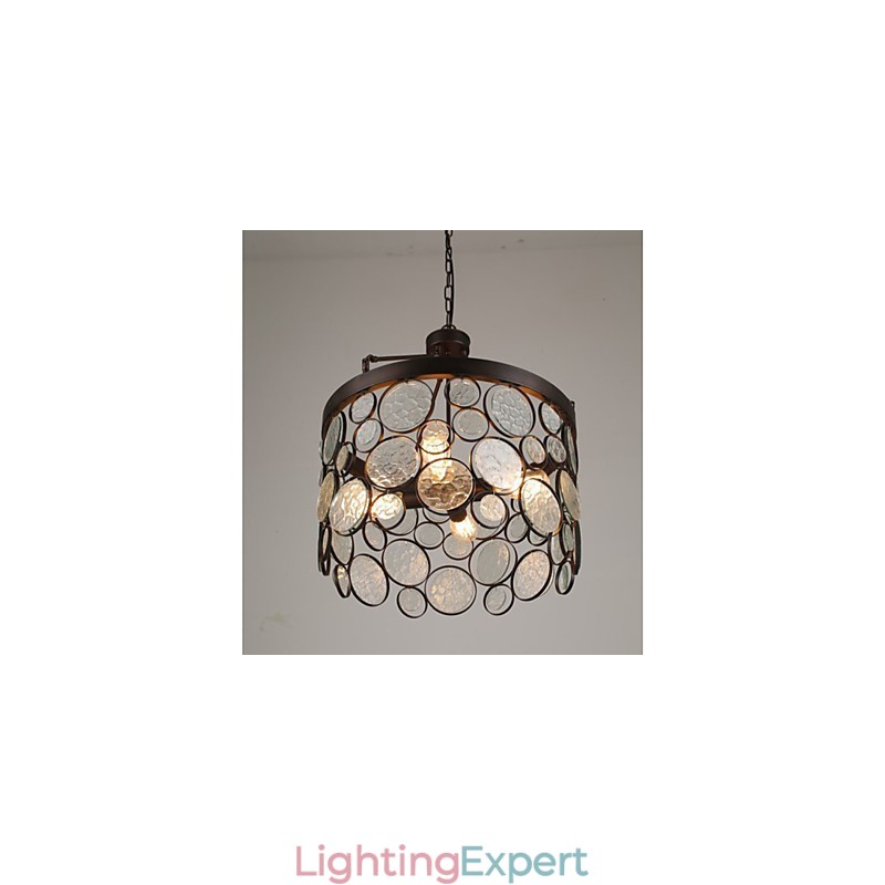 Vintage Iron Glass Chandelier