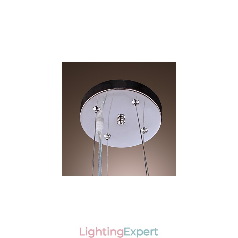 Modern Contemporary Drum Crystal Electroplated Metal Pendant Light
