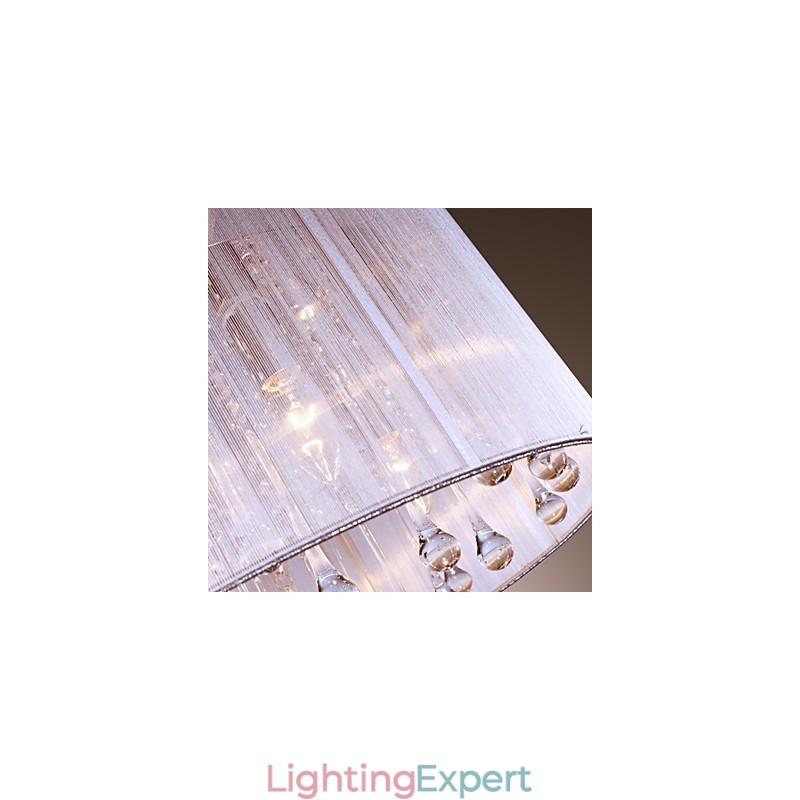 Modern Contemporary Drum Crystal Electroplated Metal Pendant Light