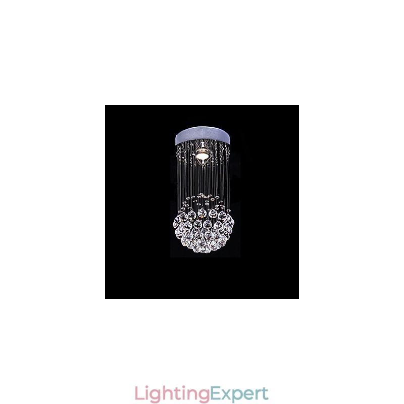 Modern Contemporary Crystal Electroplated Metal Chandelier Flush Mount