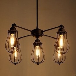 American Industrial Restoring Ancient Ways Wrought Iron Grapefruit 5 Head Droplight