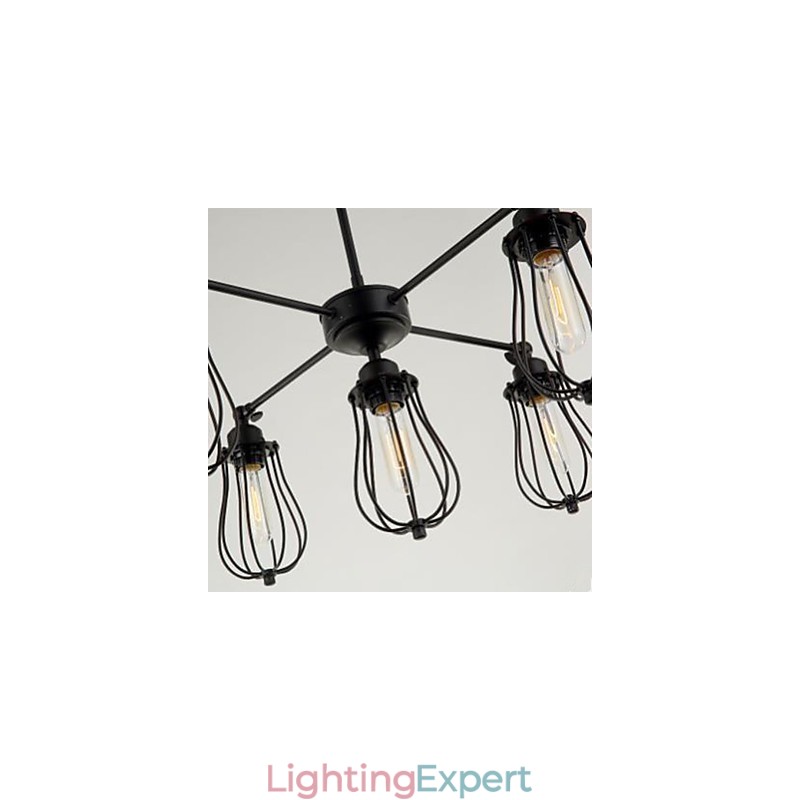 American Industrial Restoring Ancient Ways Wrought Iron Grapefruit 5 Head Droplight