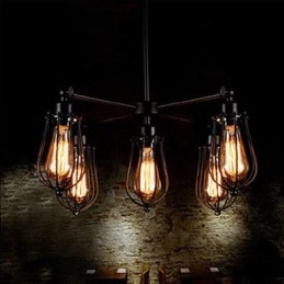 American Industrial Restoring Ancient Ways Wrought Iron Grapefruit 5 Head Droplight