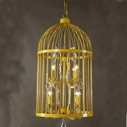 Vintage Iron Cage Staircase Lamp Chandelier Crystal A